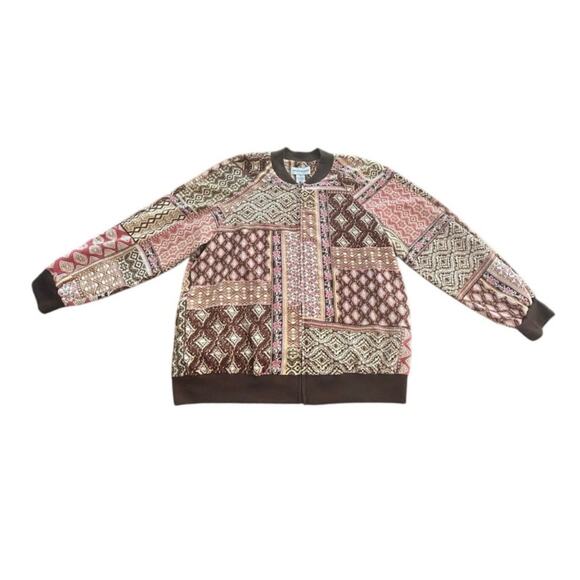 Alfred Dunner Vintage Jacket Colorblock Zip Casual Track Style Patchwork Size 16 - Picture 1 of 6